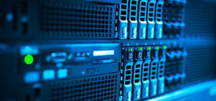 An Network servers in data room . An Network servers in data room .